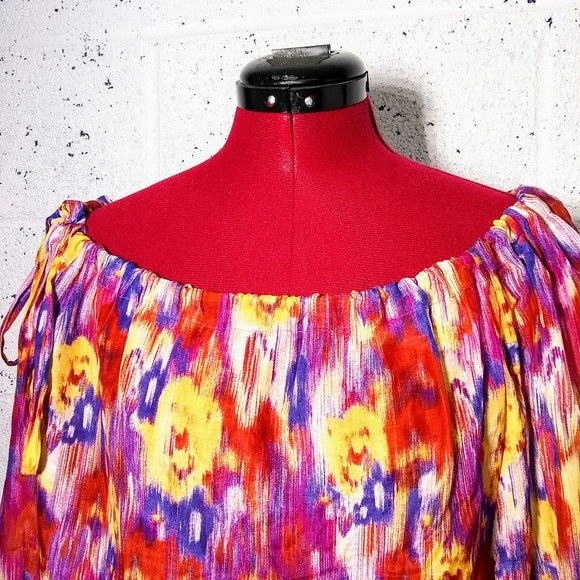 Banana Republic Silk Medium Boho Peasant Top - Picture 2 of 12